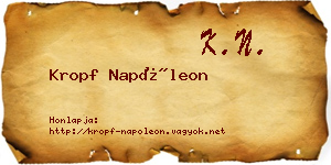 Kropf Napóleon névjegykártya